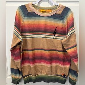 Aviator Nation Tulum Bolt Stitch Sweatshirt Women’s L Light Khaki Serape Bolt